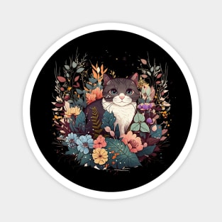 Cat in Floral Ornament, Love Cats Magnet
